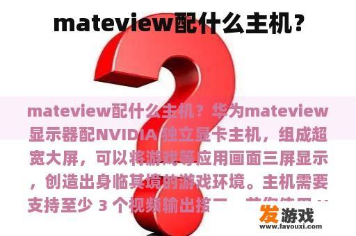 mateview配什么主机？