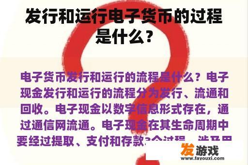 发行和运行电子货币的过程是什么？