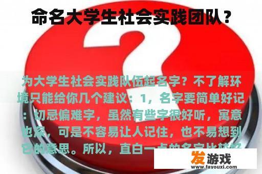 命名大学生社会实践团队？