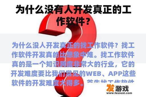 为什么没有人开发真正的工作软件？