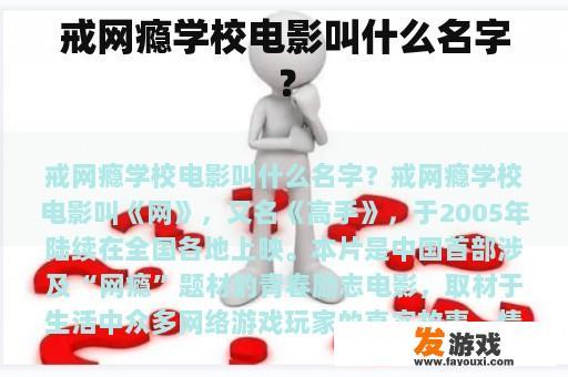 网瘾学校主题电影的名称是什么？