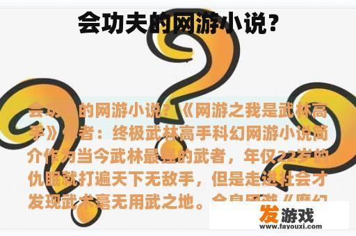 会功夫的网游小说？