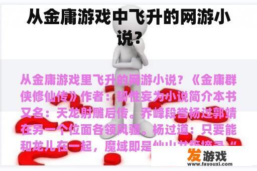 从金庸游戏中飞升的网游小说？