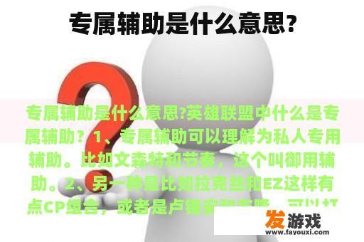 专属辅助是什么意思?