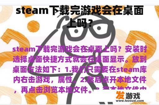 steam下载完游戏会在桌面上吗？