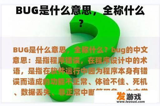 BUG是什么意思，全称什么？