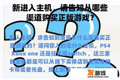 新进入主机，请告知从哪些渠道购买正版游戏？