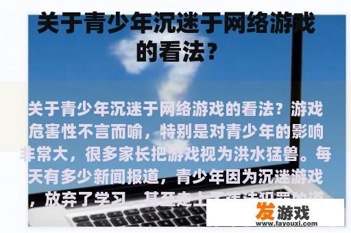 关于青少年沉迷于网络游戏的看法？