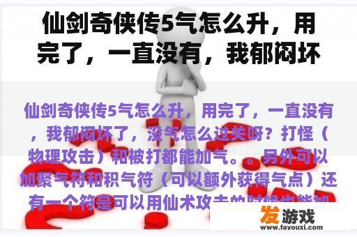 仙剑奇侠传5气怎么升，用完了，一直没有，我郁闷坏了，没气怎么过关呀？