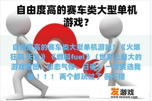 自由度高的赛车类大型单机游戏
