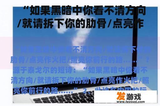 “如果黑暗中你看不清方向/就请拆下你的肋骨/点亮作火把/照亮你前行的路……”？