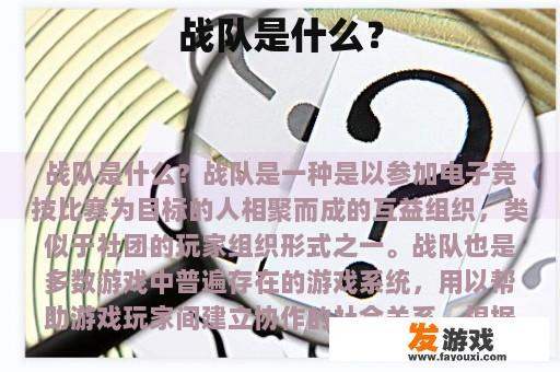 战队是什么？