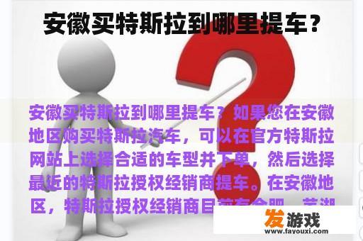 安徽买特斯拉到哪里提车？