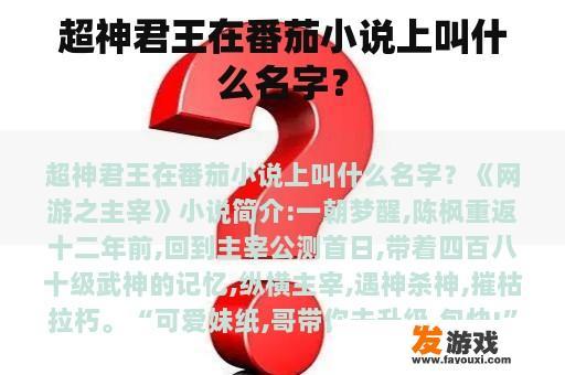 超神君王在番茄小说上叫什么名字？