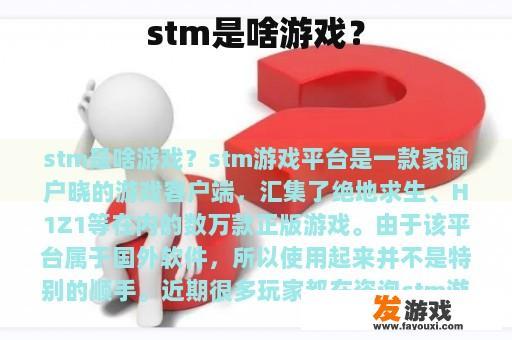 stm是啥游戏？