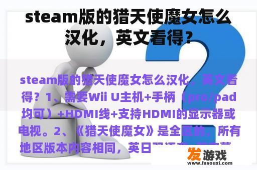 steam版的猎天使魔女怎么汉化，英文看得？