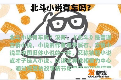 北斗小说有车吗？