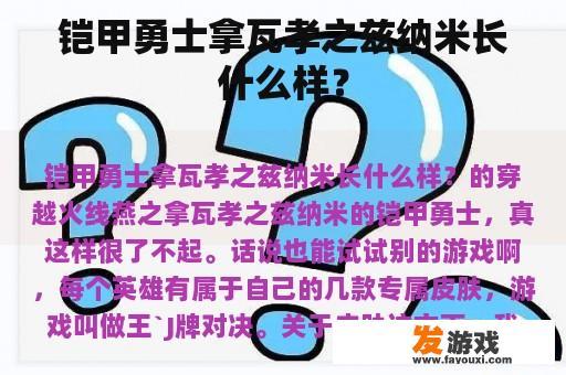 铠甲勇士拿瓦孝之兹纳米长什么样？