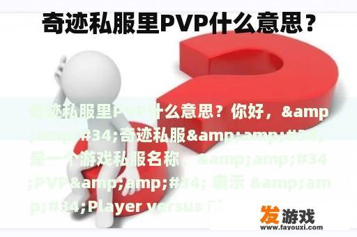 奇迹私服里PVP什么意思？