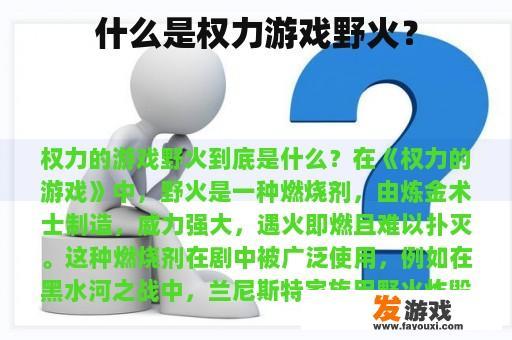 什么是权力游戏野火？