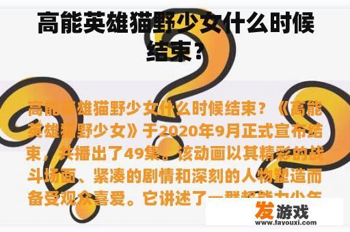高能英雄猫野少女什么时候结束？