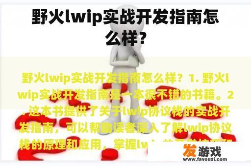 野火lwip实战开发指南怎么样？