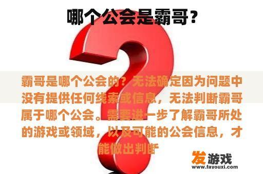 哪个公会是霸哥？