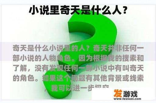 小说里奇天是什么人？