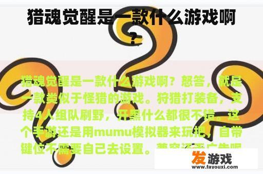 猎魂觉醒是一款什么游戏啊？