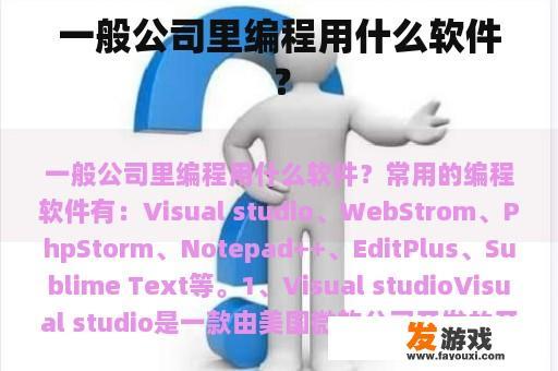 一般公司里编程用什么软件？