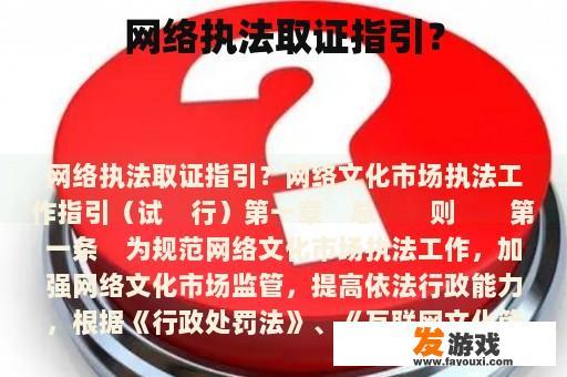 网络执法取证指引？