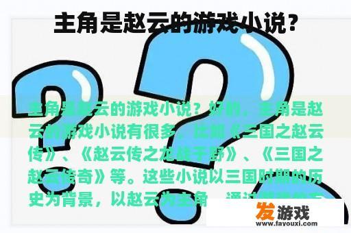 主角是赵云的游戏小说？