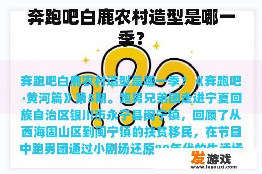 奔跑吧白鹿农村造型是哪一季？