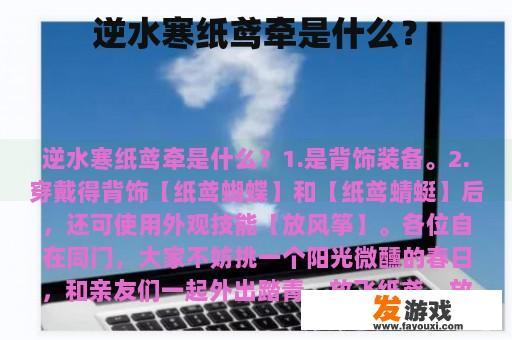 逆水寒纸鸢牵是什么？