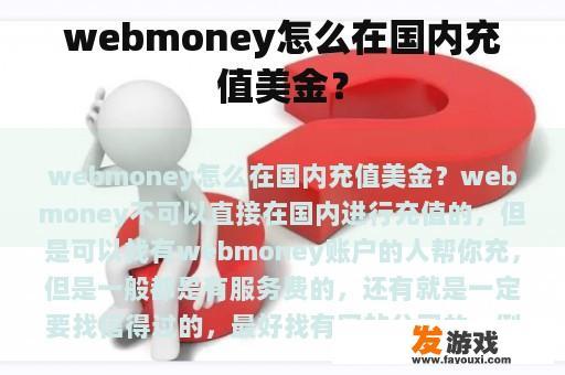 webmoney怎么在国内充值美金？
