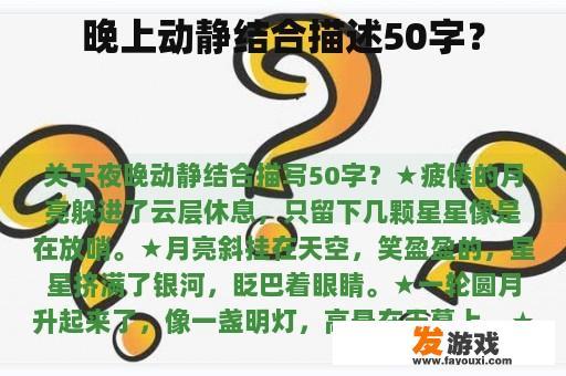晚上动静结合描述50字？