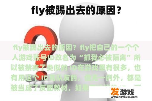 fly被踢出去的原因？