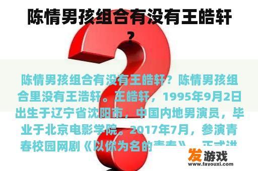 陈情男孩组合有没有王皓轩？