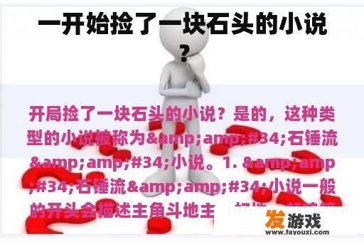 一开始捡了一块石头的小说？