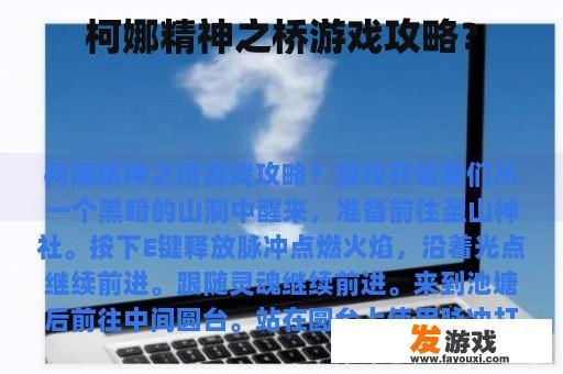 柯娜精神之桥游戏攻略？