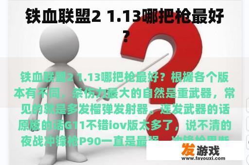 铁血联盟2 1.13哪把枪最好？