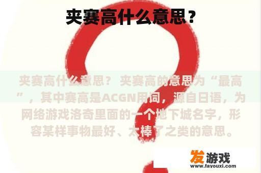 夹赛高是什么?