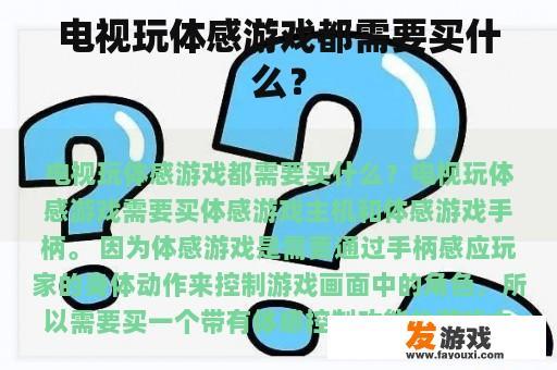 电视玩体感游戏都需要买什么？