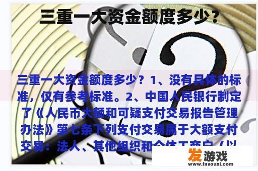 三重一大资金额度多少？