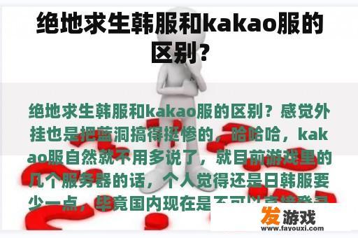 绝地求生韩服和kakao服的区别？