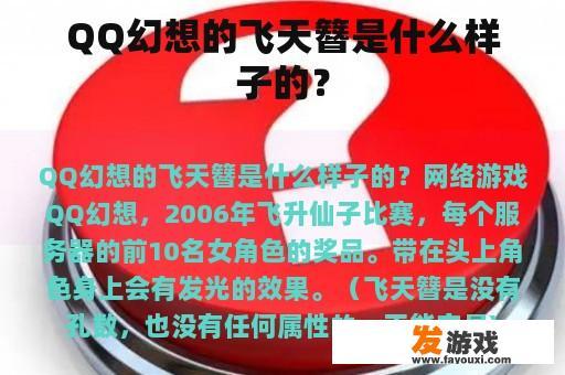 QQ幻想的飞天簪是什么样子的？
