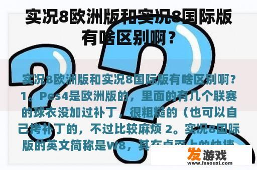 实况8欧洲版和实况8国际版有啥区别啊？