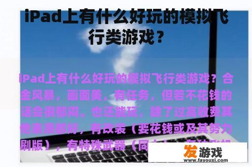 iPad上有什么好玩的模拟飞行类游戏？
