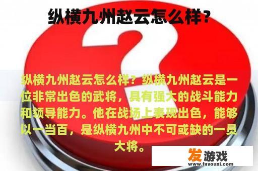 纵横九州赵云怎么样？