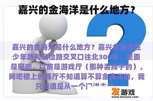 嘉兴的金海洋是什么地方？